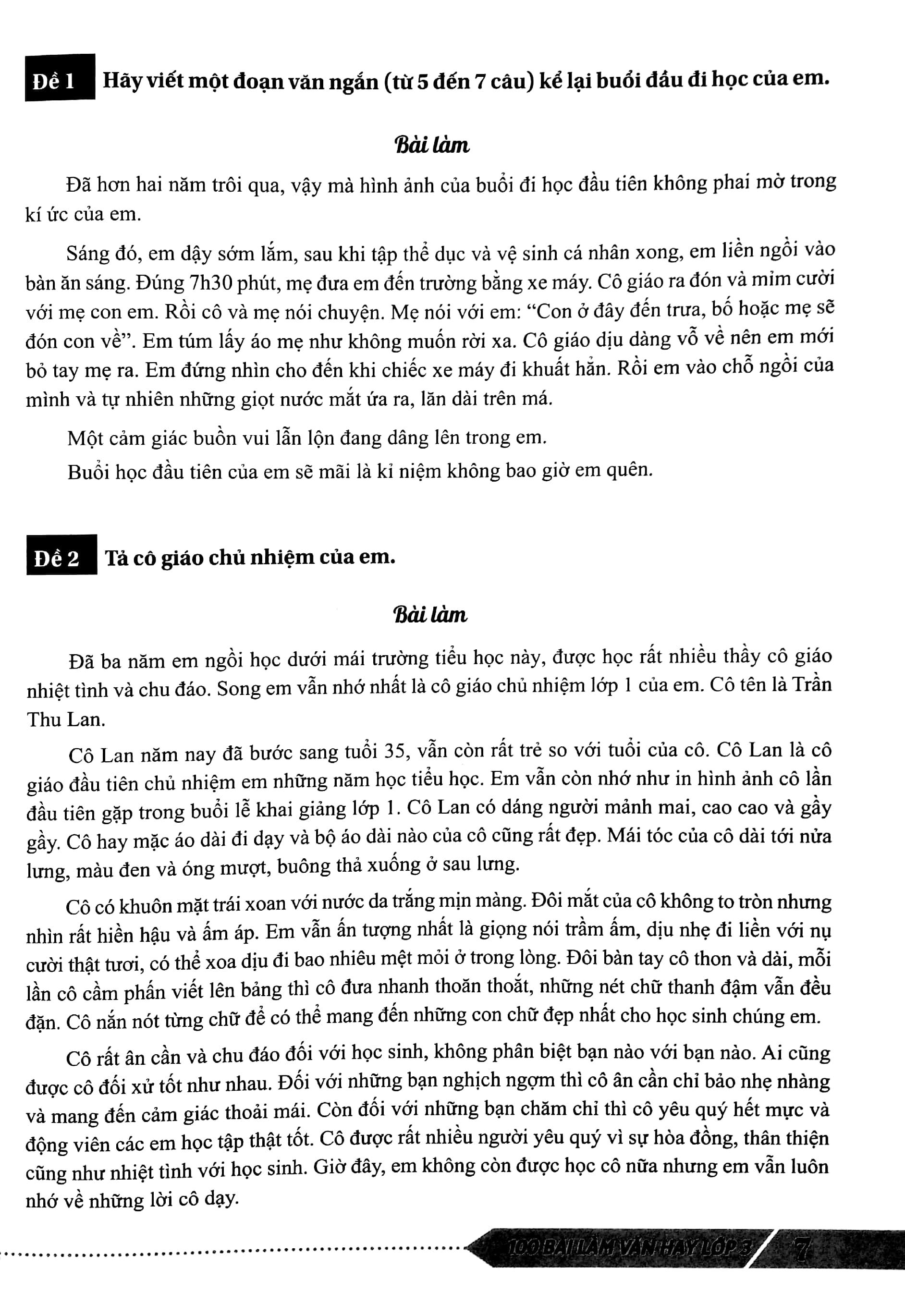 100 Bài Làm Văn Hay Lớp 3 (Biên Soạn Theo Chương Trình Giáo Dục Phổ Thông Mới)