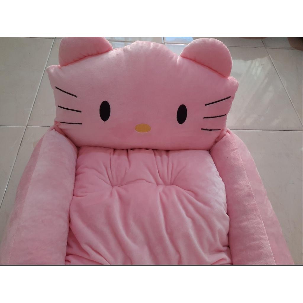 Ổ nệm cho chó mèo hình mèo hồng kitty size 10kg đệm ngủ tháo rời