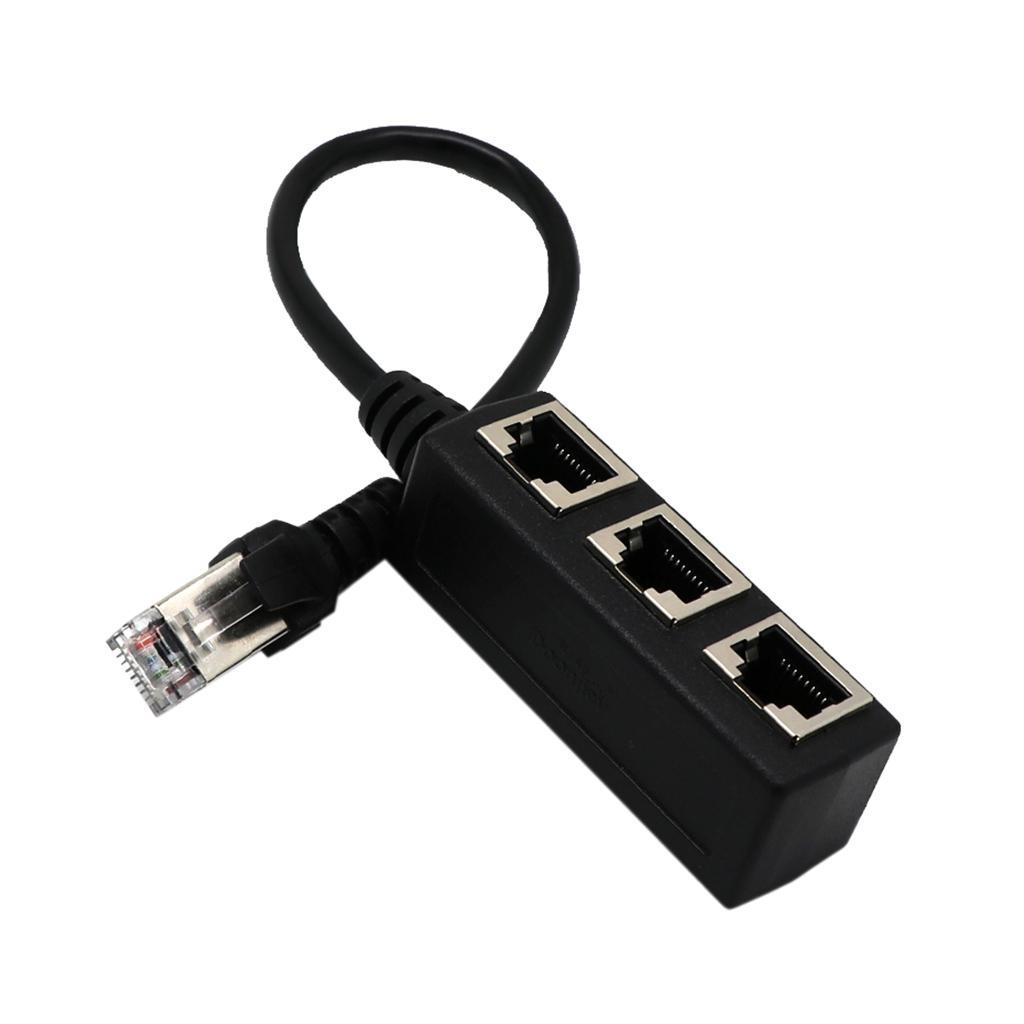 Coaxial F Connector Ethernet Wall Plate+RJ45 1 to 3 Network Splitter