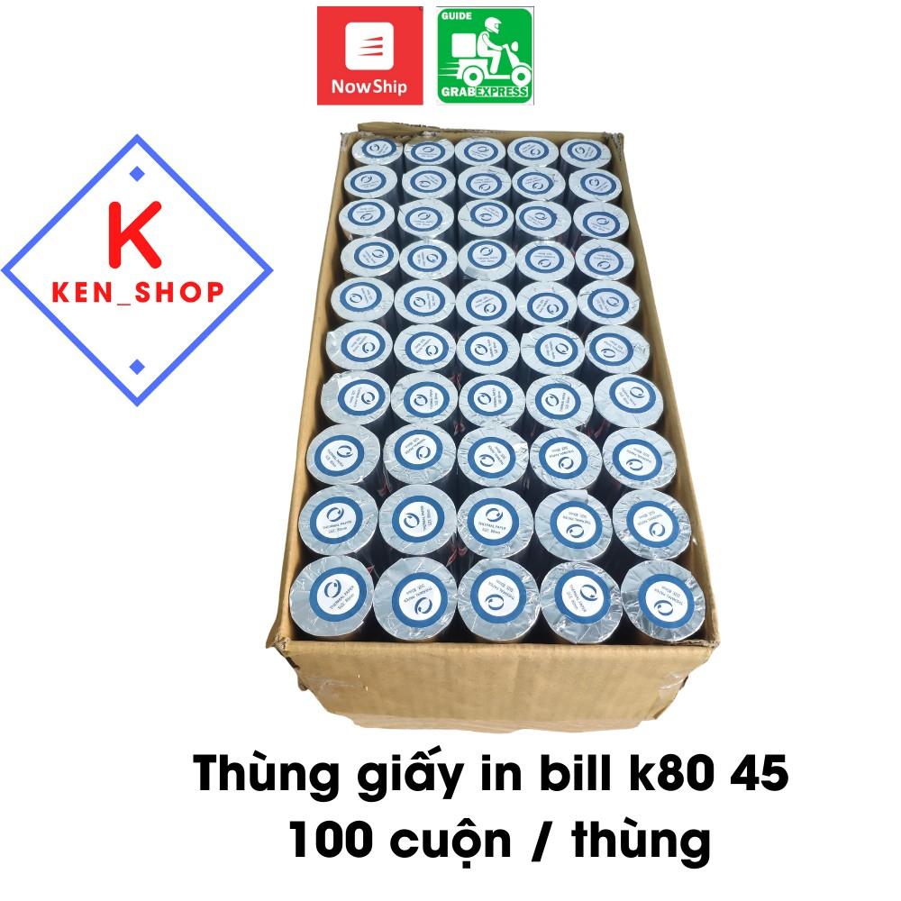 (100 cuộn) Giấy In Bill K80 x45 (80mm) Mực đen Cho máy in bill, giấy in nhiệt k80 - 45