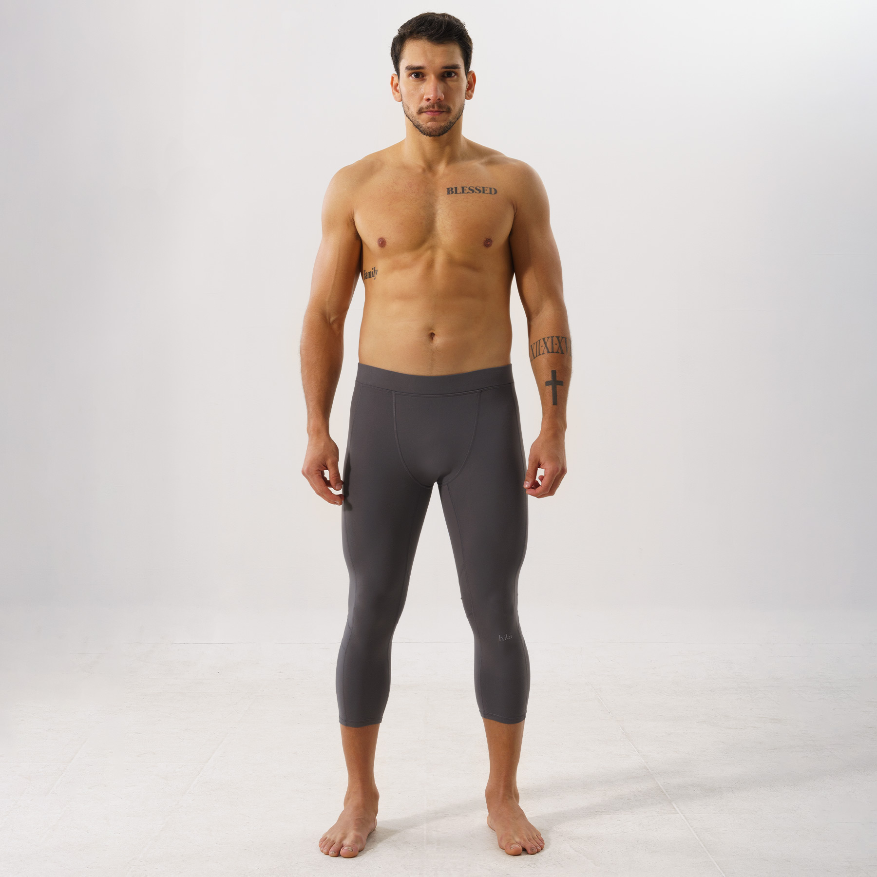 Quần leggings tập gym cho nam Hibi Sports M104 - Loại lửng 3/4 không túi