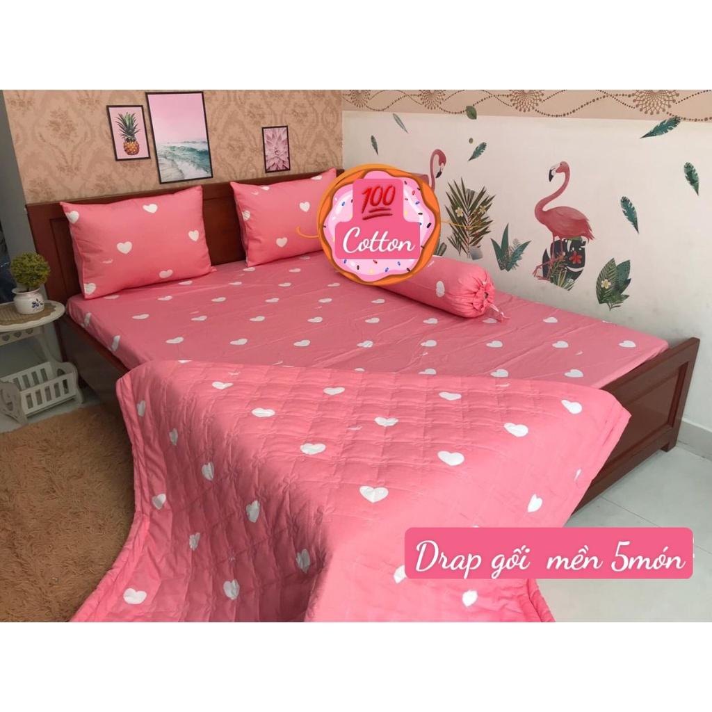 Bộ Drap Cotton Thắng Lợi Kèm Mền Chần Gòn -5 món hoặc mền lẻ