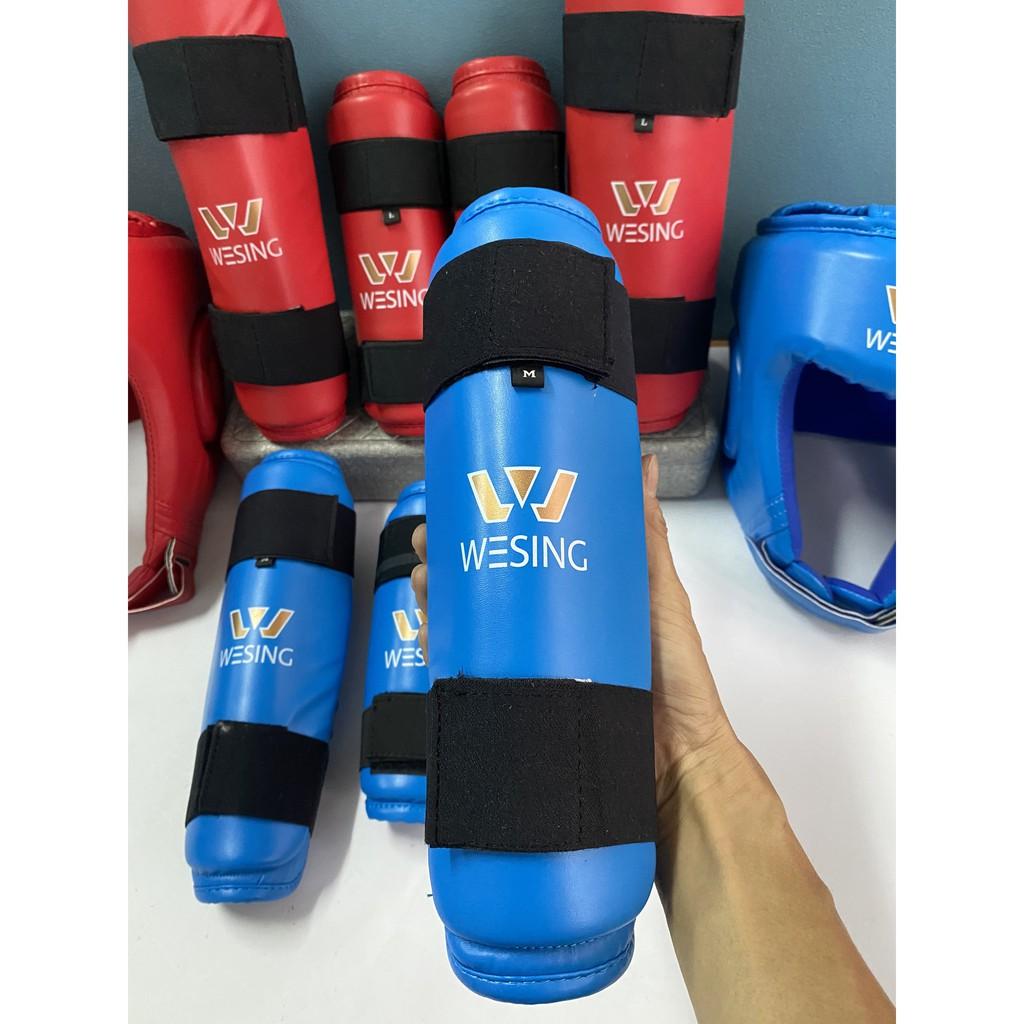 Bảo vệ ống đồng chân và tay võ thuật xanh đỏ cao cấp cho các môn võ full size bảo hộ tối đa ông đồng ống quyển khi tập luyện thi đấu
