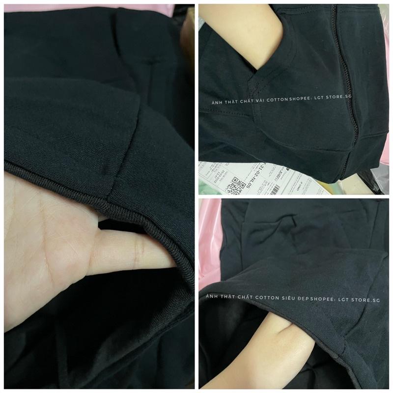 Áo khoác hoodie zip đen trơn chất vải cotton siêu đẹp