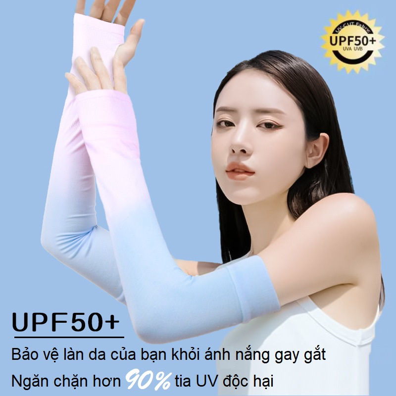 Hình ảnh Găng tay chống nắng xỏ ngón 2 màu ombre thời trang - Bao tay chống nắng Ombre Sun Protection Sleeves