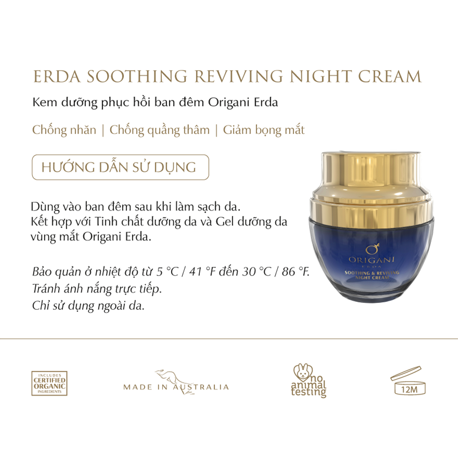 Combo Kem Dưỡng Đêm + Kem Dưỡng Ngày Origani Erda - Erda Rich Hydrating Day Cream + Night Cream Soothing And Reviving,  Có Chứng Nhận Hữu Cơ - Xuất Xứ Úc