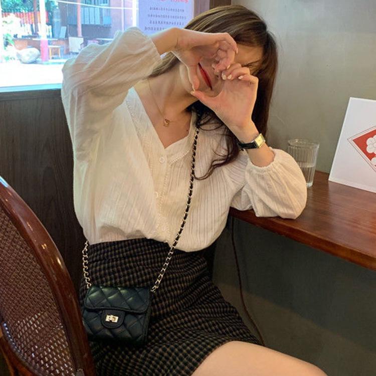 Áo sơ mi nữ đũi cổ tim tay bồng dễ thương, thời trang xuân hè 2022