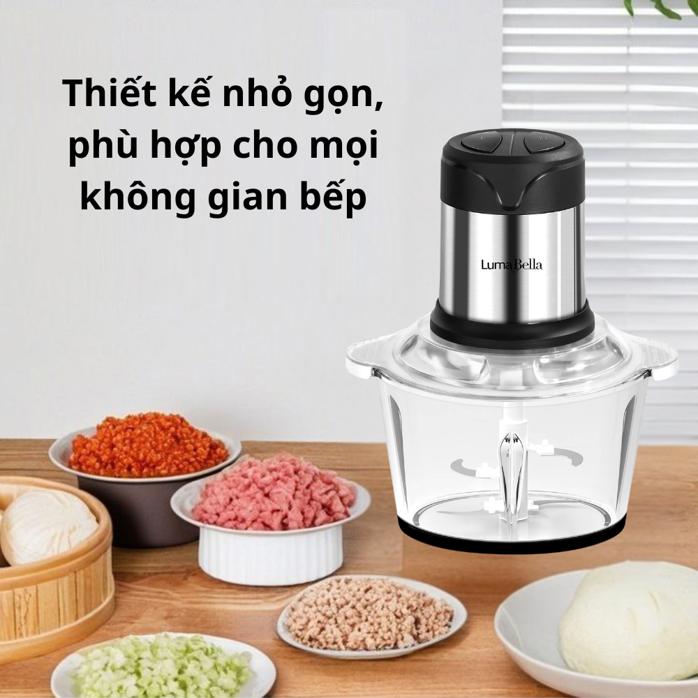 Máy Xay Thịt Đa Năng Lumabella B-5003 Công Suất Cao 500W, Dung Tích Lớn 2L, Xay Nhuyễn Mọi Loại Thực Phẩm Nhanh Chóng - DELIYA - HÀNG CHÍNH HÃNG