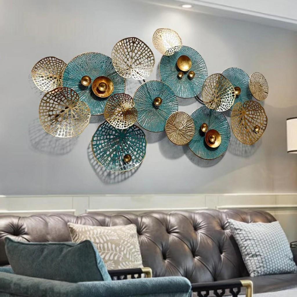 Tranh Sắt Treo Tường Nghệ Thuật,Tranh Decor Trang Trí Hoạ Tiết Lá Sen-Vật Trang Trí Tường Kim Loại-Phong Cách Mới