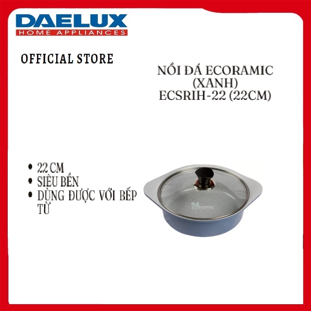 Nồi đá Ecoramic đáy từ 22cm (Xanh dương) ECSRIH-22