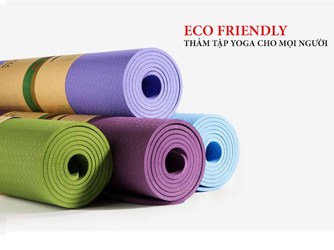 Thảm tập yoga TPE 6 mm 1 lớp cao cấp+ Tặng kèm túi lưới đựng -Thảm yoga chống trơn trượt, chắc chắn