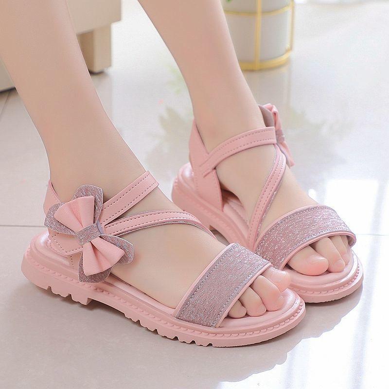 Dép Sandal Bé Gái Từ 2-15 Tuổi Đính Nơ Dễ Thương Đế Êm Chống Trơn Trượt Phong Cách Công Chúa Hàn Quốc D53