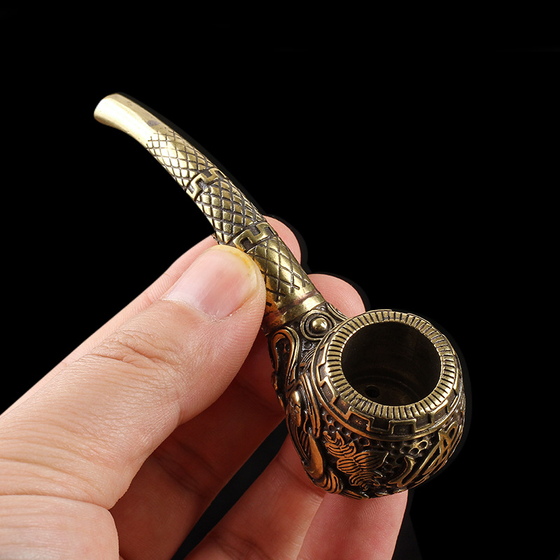 Tẩu thuốc đồng nguyên chất cao cấp khắc hình Phật | Shop Thành Nhi
