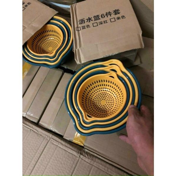 Bộ Rổ Nhựa Vuông, Rổ Tròn Kèm Chậu 6 Món Cao Cấp,Rổ Đựng Đồ Đa Năng - Loại Tốt