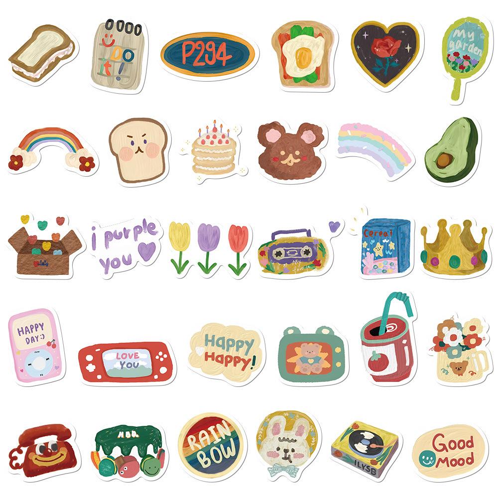 Sticker GẤU TRANH SÁP DẦU hoạt hình cute trang trí mũ bảo hiểm,guitar,ukulele,điện thoại,sổ tay,laptop