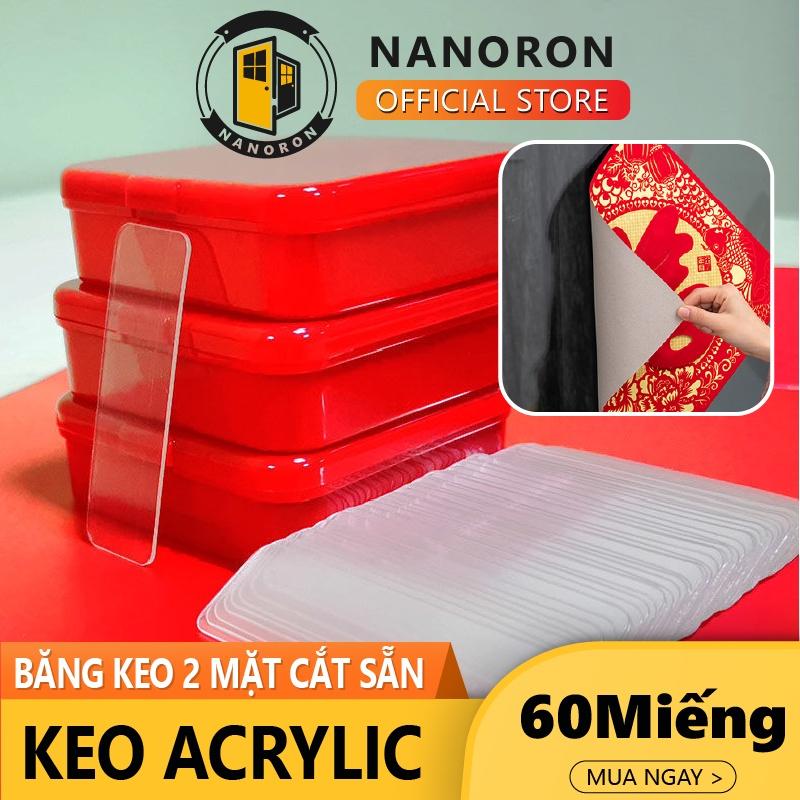 Hộp 60 miếng băng keo acrylic siêu dính Băng keo 2 mặt chống nước dán mọi bề mặt NANORON