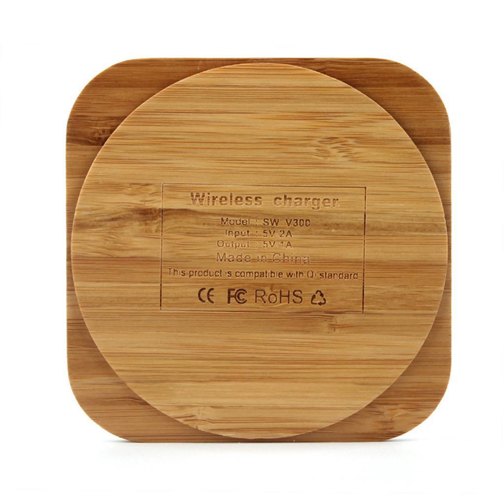 Portable Qi Wireless Charger Bamboo Wood Mat Pad for 8/8 Plus S7 S8