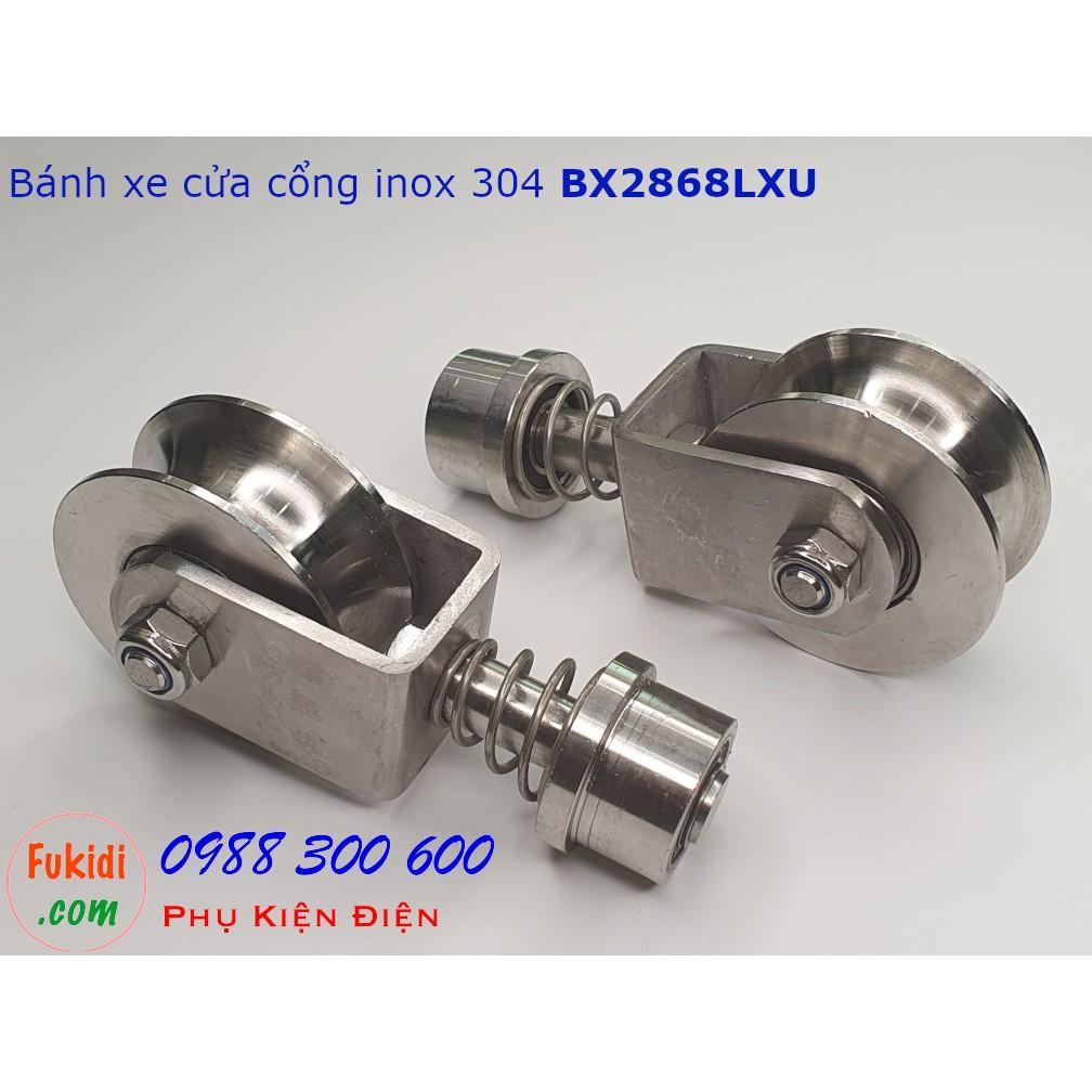 Bánh xe cửa cổng xoay 360 độ, inox 304 ray U size 28x68mm BX2868LXU