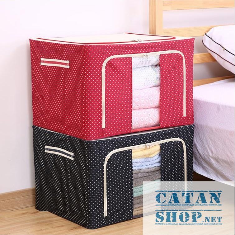 Hộp Đựng Quần Áo Chăn Màn Khung Thép, túi chăn màn khung thép Cao Cấp Loại To Tiện Lợi 66 Lit