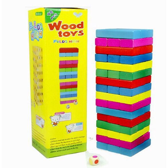 Bộ đồ chơi rút gỗ 48 thanh loại đẹp, gỗ siêu mịn
