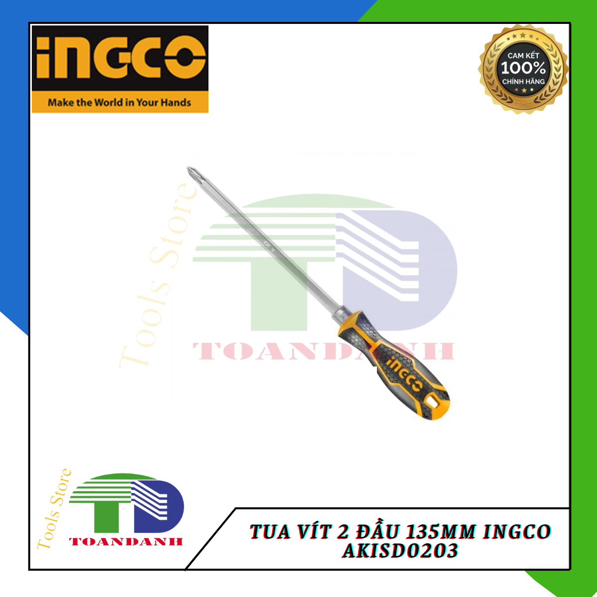Tua vít 2 đầu 135mm ingco AKISD0203
