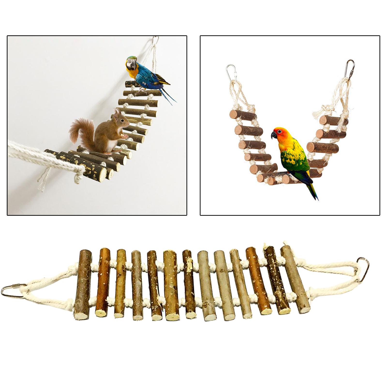 Pet Ladder Bird Toys for Parrot Macaw African Greys Budgie Cockatiels Parakeet Hamster Rat Crawling Bridge Wooden Cage Funny Perch Trainning Swing Toy