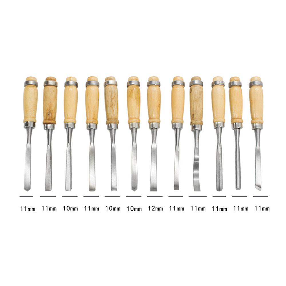 12 PCS Set Woodworking Cutters Set DIY Woodworking Carving Tools Set Multifunctional Household Carpenters Chisel Tool Set with Storage Bag