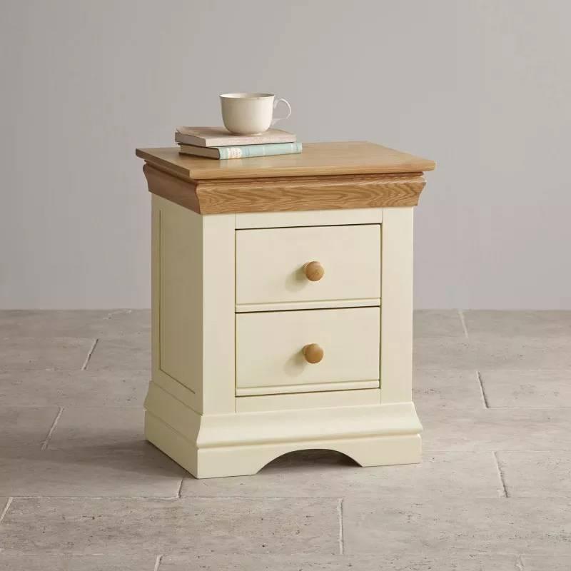 Tủ Đầu Giường 2 Ngăn Kéo Country Cottage Gỗ Sồi Ibie BSK2COUO - Trắng