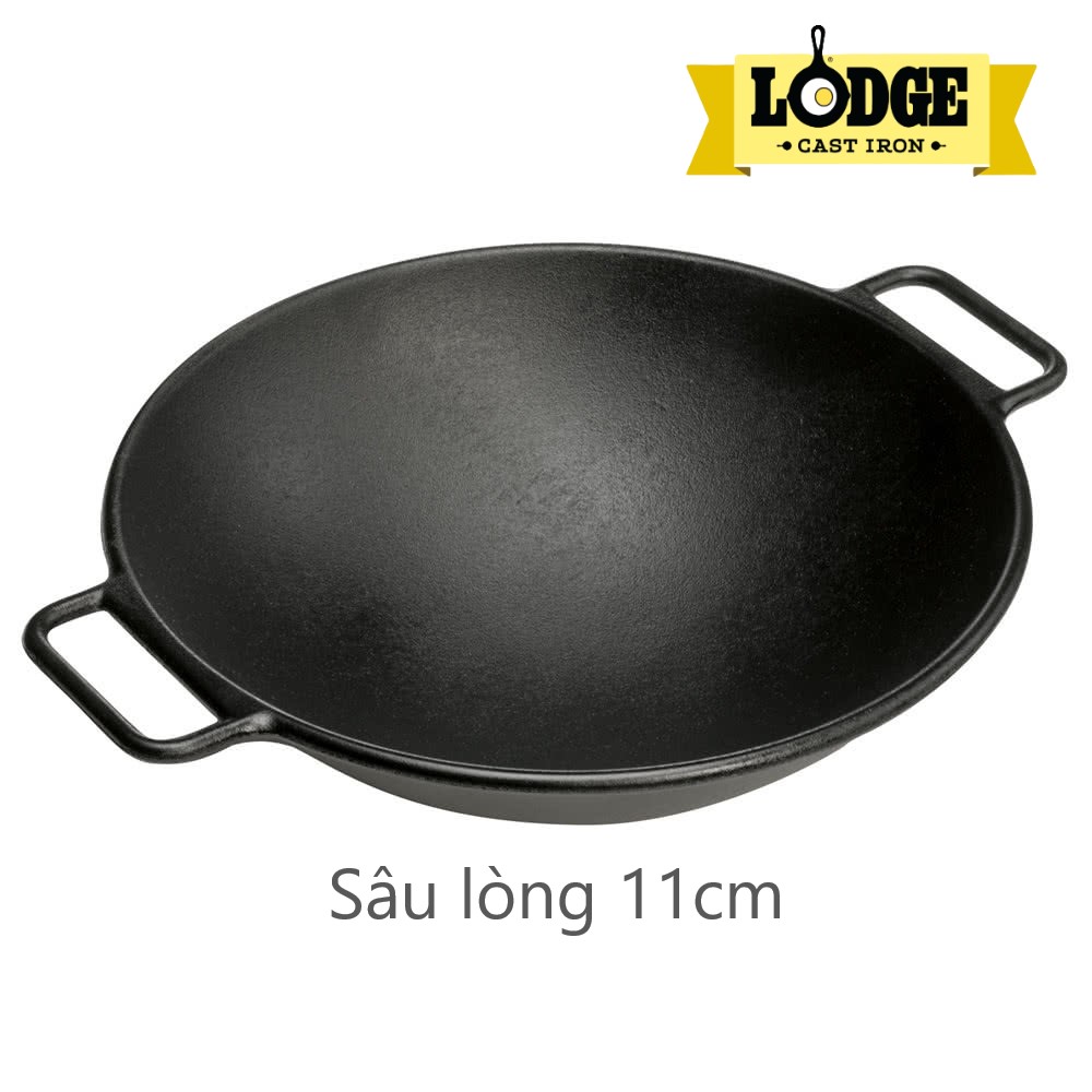 Chảo gang xào cỡ lớn Lodge hai tay cầm 35.5cm-P14W3. Dùng chiên, xào, áp chảo thực phẩm