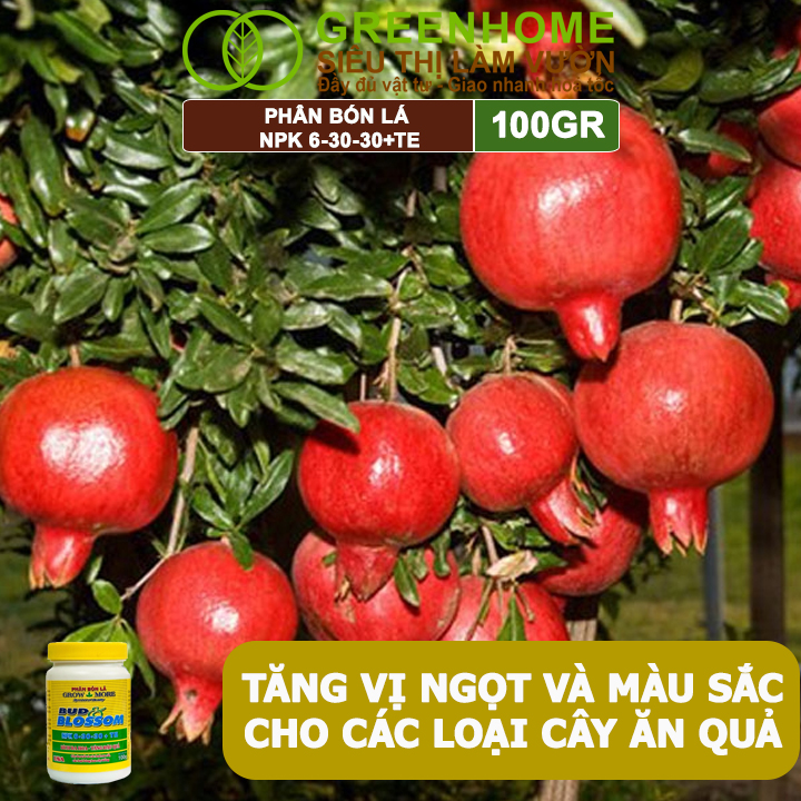 Phân Bón Lá Grow More NPK 6-30-30, GreenHome, Chai 100GR, Kích Ra Hoa, Tăng Đậu Quả