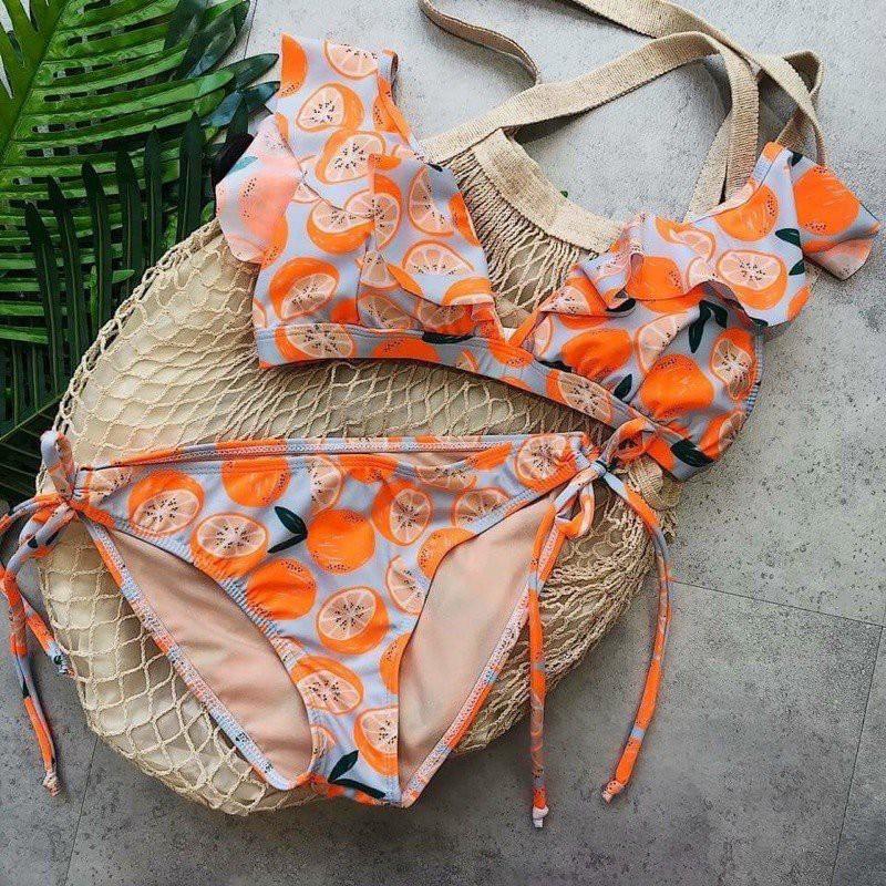 Bikini 2 mảnh tam giác họa tiết trái cam vitamin C