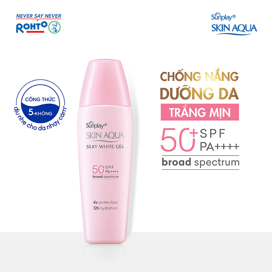 Kem chống nắng Skin Aqua dưỡng trắng &amp; dưỡng ẩm, dùng hàng ngày dạng gel Sunplay Skin Aqua Silky White Gel Eco Việt Nam SPF 50, PA++++ 30g