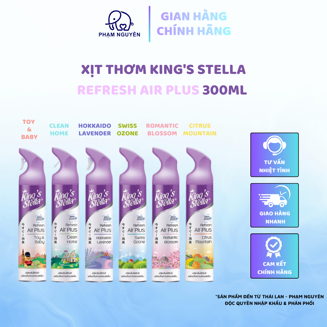 Xịt phòng làm mát không khí REFRESH AIR PLUS 300ml - King's Stella