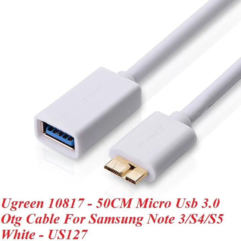 Ugreen UG10817US128TK 50CM màu Trắng Cáp MICRO USB 3.0 OTG sang USB 3.0 âm - HÀNG CHÍNH HÃNG