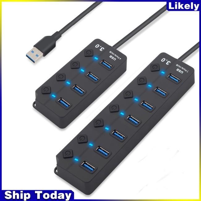 Bộ Chia Cổng USB 3.0 Hub 4 / 7 Cổng USB 3.0 Có Công Tắc Đèn LED Chỉ Báo Cá Nhân Phích Cắm US