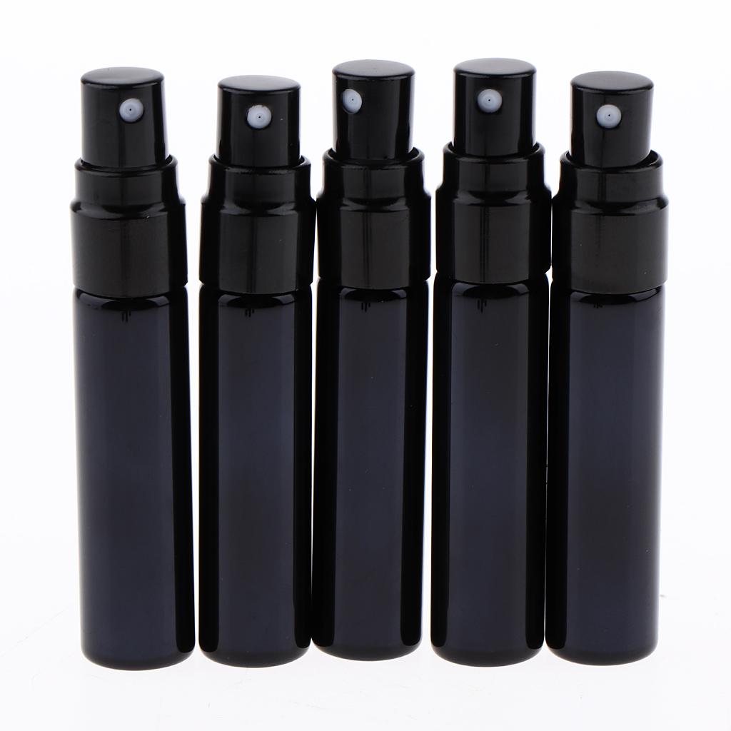 2X 5pcs Glass Spray Bottles Mini Vials Perfume Bottle Cosmetic Container Black