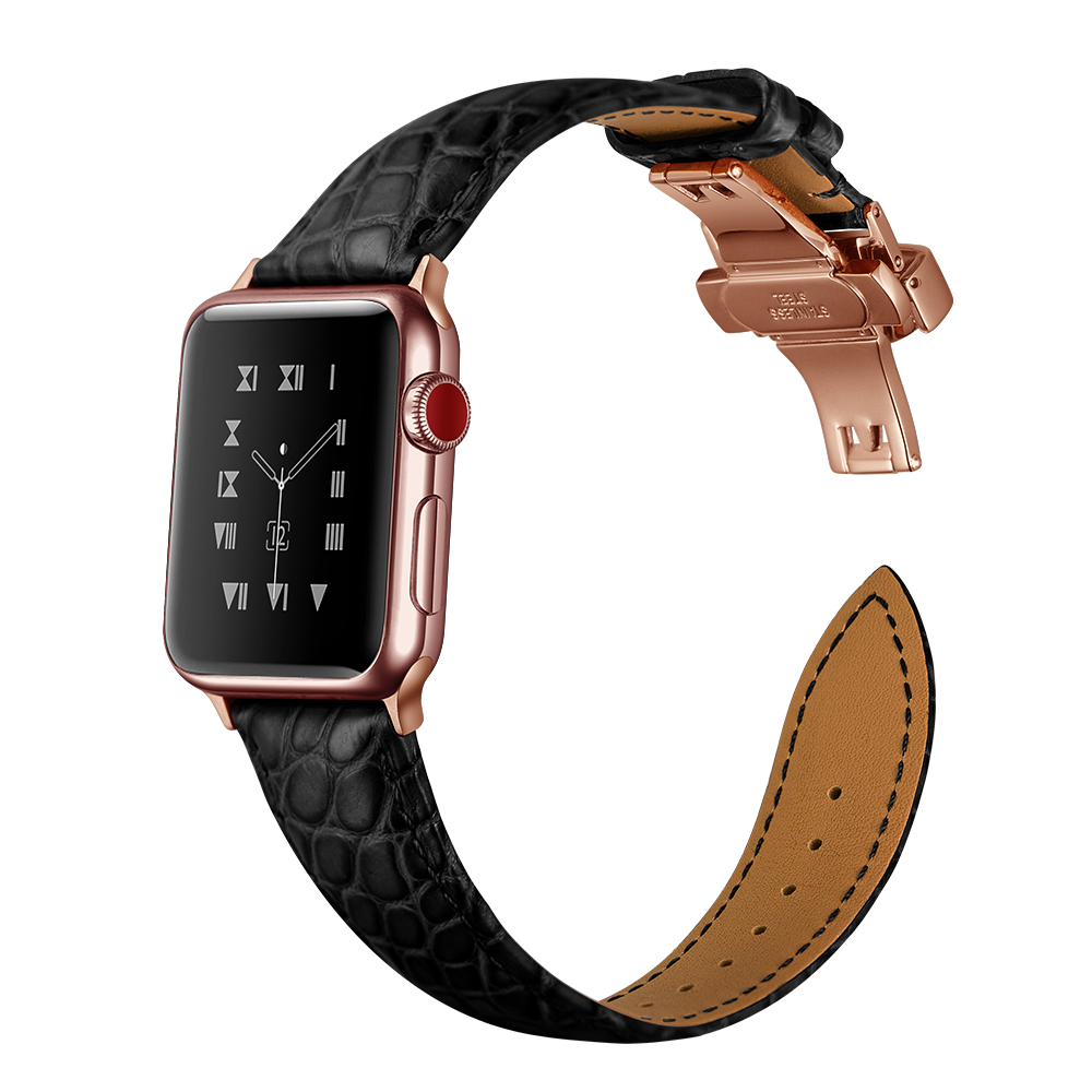 Dây Da Cá Sấu France Khóa Bướm Chống Gãy dành cho Apple Watch 38/40/41mm