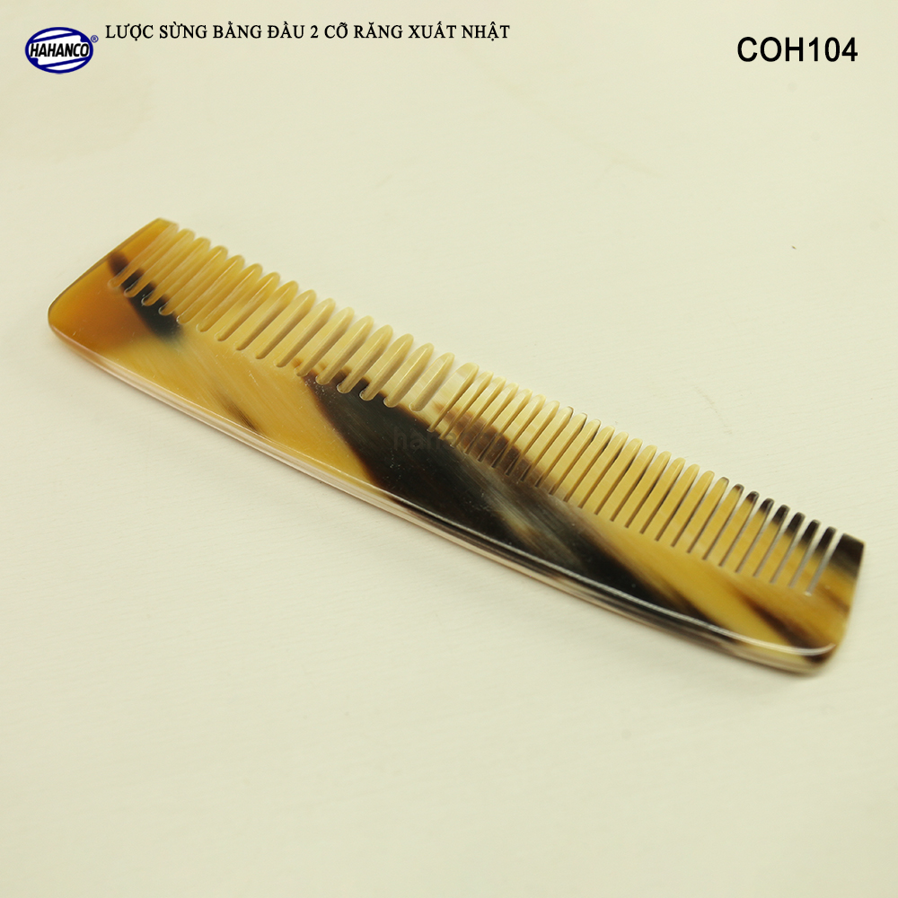 Lược sừng bằng đầu hai loại răng (Size: M - 12,5cm) COH104 - Lược xuất khẩu Nhật - Chăm sóc tóc