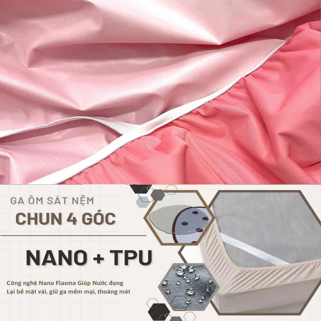 Ga chống thấm Cotton cao cấp trơn một màu hồng cánh sen mềm mại thoáng mát