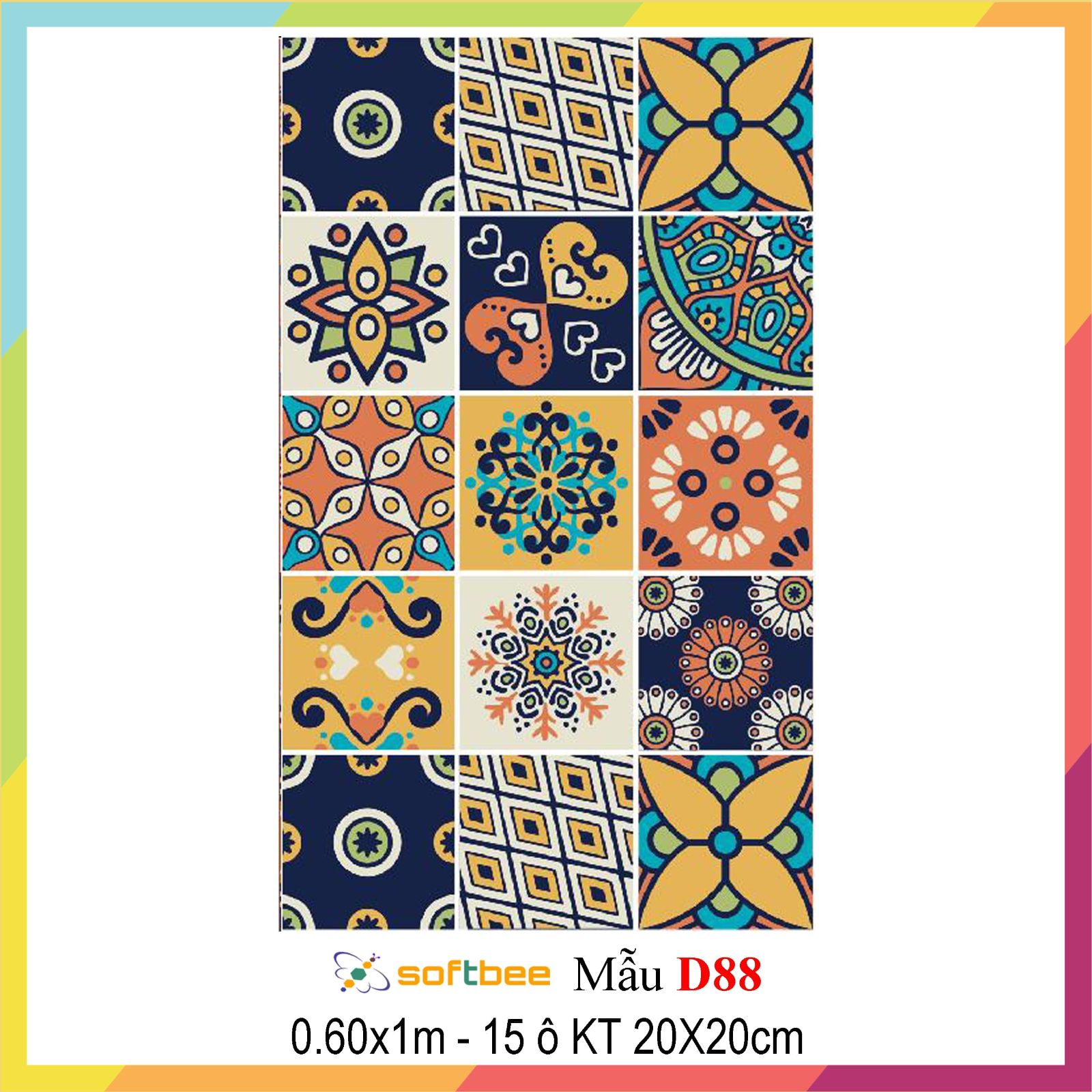 Dán nhà bếp, dán nhà tắm, dán cầu thang, dán tường bằng những set decal gạch bông cổ điển. kích thước 0.6m x 1.0m / set, không thấm nước, có keo sẵn mặt sau