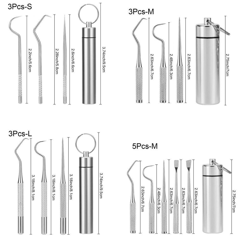 ☆YOLA☆ Picnics Metal Toothpick Set Outdoor Tooth Cleaning Stainless Steel Toothpick Portable Reusable Oral Care Tools Camping Toothpick Holder