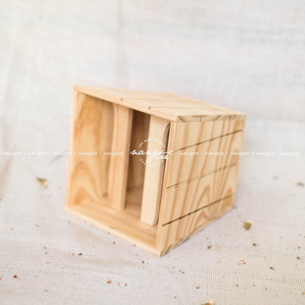 Chậu gỗ sọc caro trang trí - Cắm hoa - Wooden flower pot
