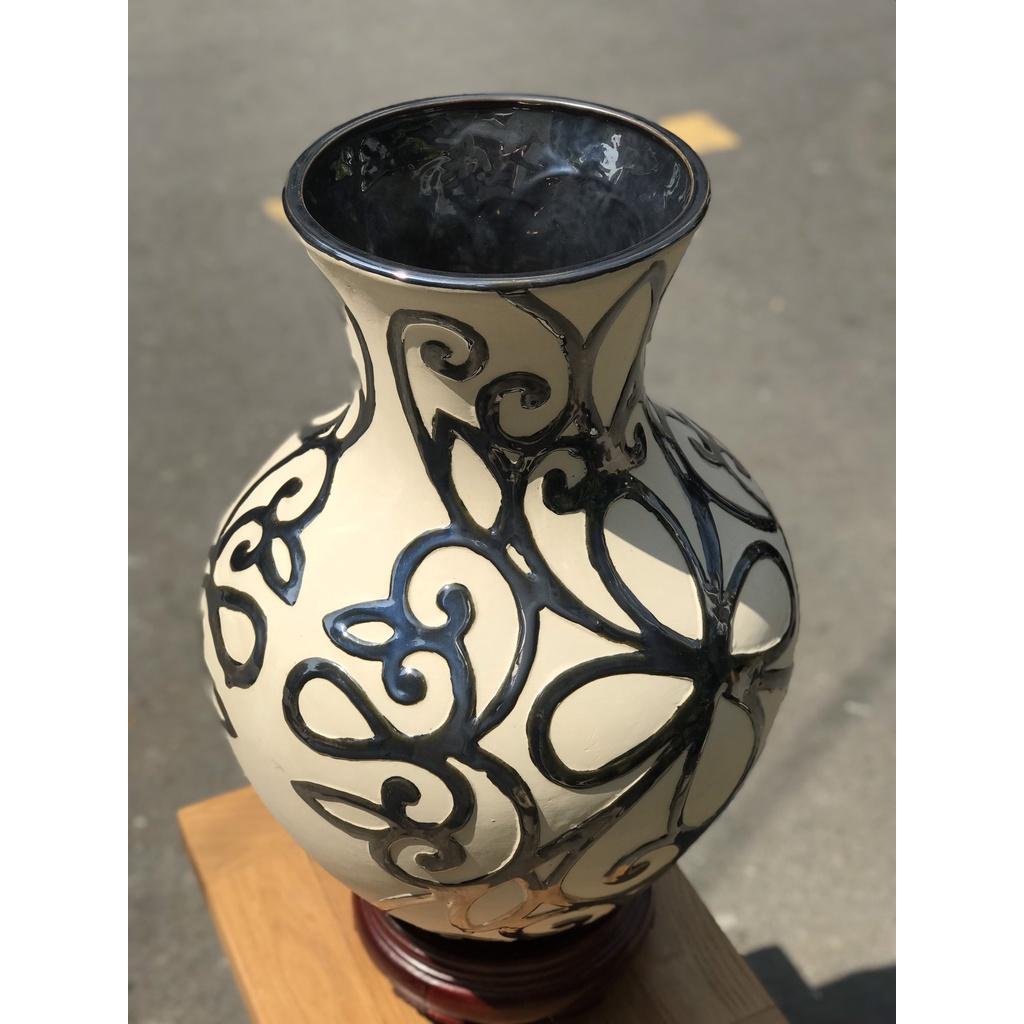 BÌNH GỐM SỨ XUẤT KHẨU 60CM BỤNG TRÒN DECOR TRANG TRÍ CẮM HOA