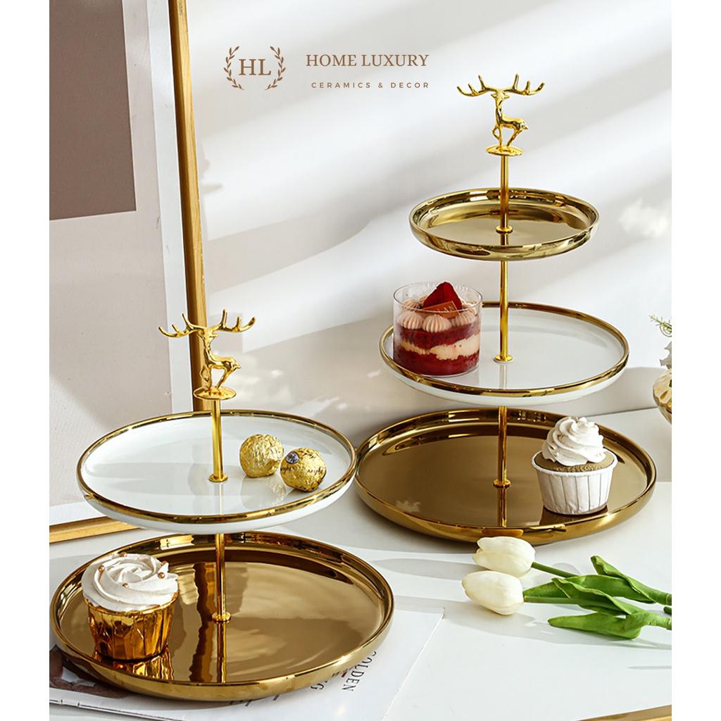 ĐĨA 3 TẦNG SỨ CHO SỰ KIỆN TIỆC CƯỚI HÌNH GẤU - HƯƠU PHONG CÁCH RETRO