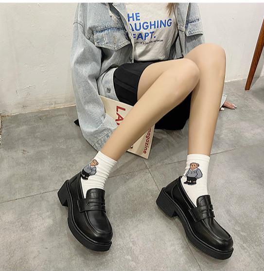 Giày Đế Dày Phong Cách Anh Quốc Đáng Yêu Dễ Thương Cho Nữ