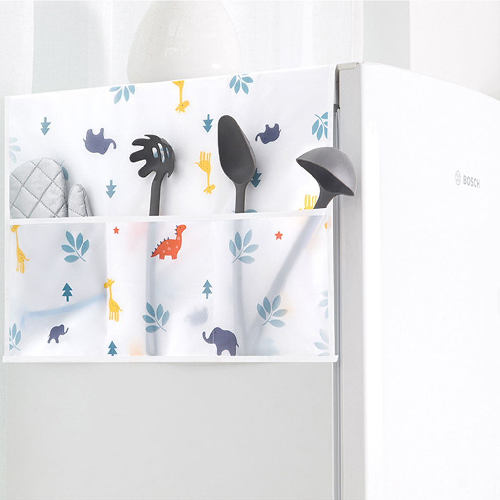 Tấm phủ tủ lạnh PEVA chống thấm, đặc biệt tấm phủ tủ lạnh có nhiều ngăn vô cùng tiện lợi để chứa đồ dùng cần thiết cho gia đình