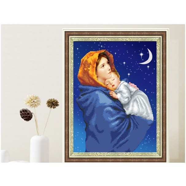 Tranh đính đá Đức mẹ 55x70cm - chưa đính