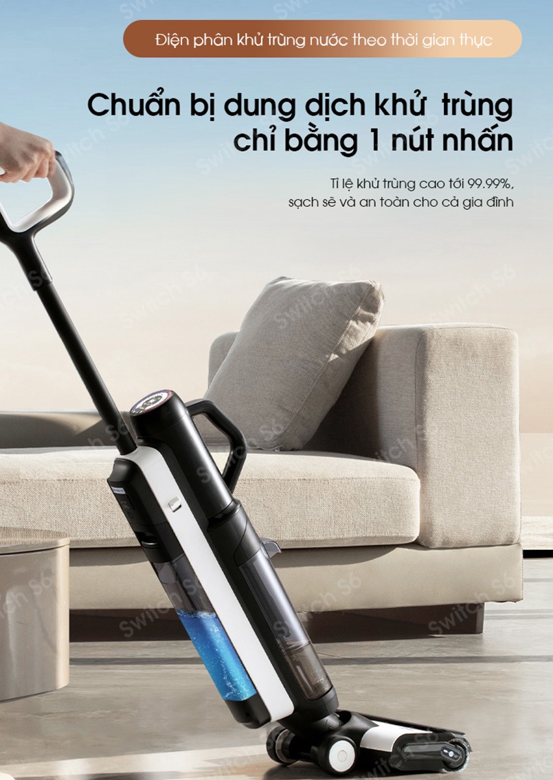 Máy Hút Bụi Lau Sàn Tineco Floor One S5 Thương Hiệu Mỹ Công Nghệ Tự Giặt Giẻ Diệt Khuẩn Lực Hút 12.000 Pa Công Suất Hút 300 W - Hàng Chính Hãng