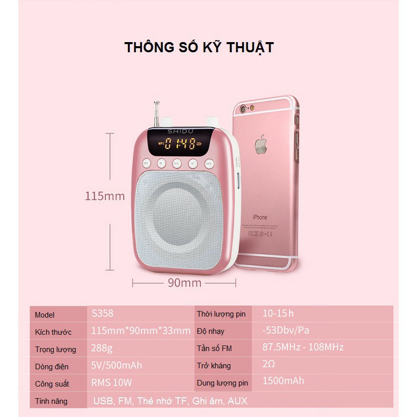 Máy trợ giảng mico không dây FM  S358-FM