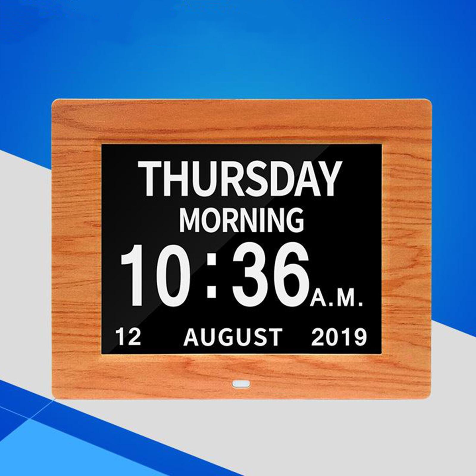 8" Digital Calendar Day Clock Large Letter Elderly  Clocks